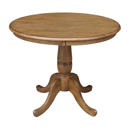 International Concepts Round 36 in Round Top Pedestal Table, 28.9 inH, Pecan, 36 W, 36 L, 29.1 in H, Wood, Pecan K59-36RT